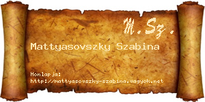 Mattyasovszky Szabina névjegykártya
